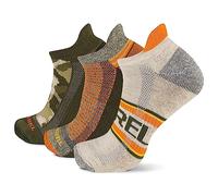 Merrell Men's and Women's Repreve Recycled Everyday Low Cut Tab Sock with Moisture Wicking and Blister Prevention 3 Pair Pack, Orange Assorted, Shoe Size: 10-13
