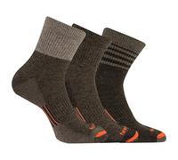 Merrell Merino Wool Work Quarter Socks 3-Pair Brown Assorted MD-LG (US Men's 10-13)