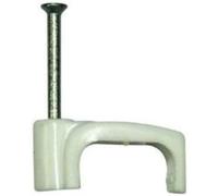 Merriway BH02262 - Clip Gemelas Y Tierra Del Cable Plano De 1,5 Mm, Blanca (Paquete De 100)