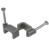 Merriway BH02511 - Clip Gemelas Y Tierra Plana Por Cable De 2,5 Mm, Gris (Paquete De 100)