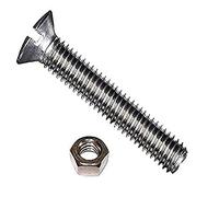 Merriway BH02525 - Ranurado De Cabeza Avellanada De Husillo Roscado M5 X 50 Mm Con Tuerca, Galvanizado Brillante (Paquete De 25)