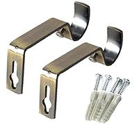 Merriway BH03236 - Barra De La Cortina Soporte Soporte Con Níquel Cepillado Acabado (Paquete De 2)