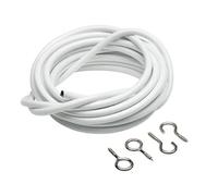 Merriway BH03843 Alambre de Cortina con 2 Ganchos y Ojales de Cada uno, Blanco, 180 cm