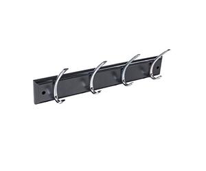 Merriway BH03927 Juego de 4 Ganchos para Perchero Grandes con Acabado Cromado Brillante, Negro