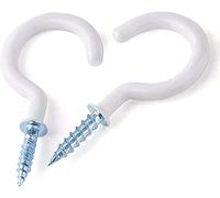 Merriway BH04766 (4 Pcs) Cup Hook White Plastic Coated 38 mm - Pack of 4 Pieces