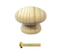 Merriway bh04914 pino armario armario puerta perilla con tornillo y Insertar sin lacar 38 mm, juego de 4 piezas