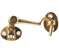 Merriway bh05742 silenciosa cabina puerta gancho y ojo, 75 mm (3 pulgadas) - latón pulido