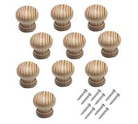 Merriway bh05829 45 mm sin lacar pomos para puertas de armario (madera de haya, con orificios para Pozi tornillo de espiga - Pack de 10