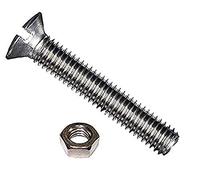 Merriway bh06046 Whitworth de cabeza redonda Tornillo de máquina con tuerca, 3/16 pulgadas x 2.1/2 - chapado en Zinc brillante, pack de 20