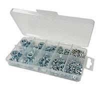 Merriway bh06564 Surtido de galvanizado tuercas hexagonales en un 10 compartimento funda de transporte.