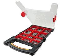 Merriway bh06617 Surtido de tornillos, galvanizado tuercas hexagonales y arandelas planas en un 12 compartimento funda de transporte.