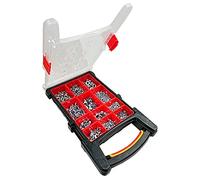 Merriway bh06623 Surtido de galvanizado tuercas hexagonales, nailon (Nyloc) Auto bloqueo de tuercas y tuercas de mariposa en un 12 compartimento funda de transporte.