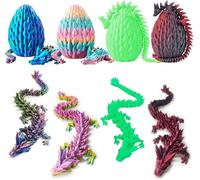 Merrwon Juego de 4 miniaturas 3D dragón en huevo, huevo de dragón impreso en 3D con dragón, articulaciones de cristal, dragón e con huevo de dragón, juguete de dragón, diseños coloridos para regalo de