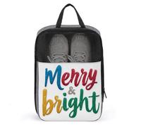 Merry and Bright - Bolsa de zapatos colorida con purpurina para viajes, uso diario, bolsa de almacenamiento antipolvo para zapatos de golf