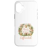 Merry and Caffeinated Christmas Iced Coffee Wreath Carcasa para iPhone 16 Plus