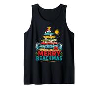Merry Beachmas Playa Navidad Tabla De Surf Árbol Camiseta sin Mangas
