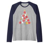Merry Bowlmas - Bolas de Bolos Divertidas para Navidad Camiseta Manga Raglan