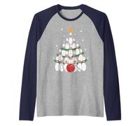 Merry Bowlmas - Gorro de Papá Noel con diseño de árbol de Bolos Camiseta Manga Raglan