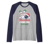 Merry Bowlmas - Gorro de Papá Noel con diseño de Bolos Camiseta Manga Raglan