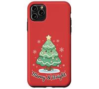 Merry & Bright - Árbol de Navidad Sonriente Kawaii Luces navideñas Carcasa para iPhone 11 Pro MAX