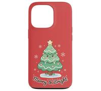 Merry & Bright - Árbol de Navidad Sonriente Kawaii Luces navideñas Carcasa para iPhone 13 Pro