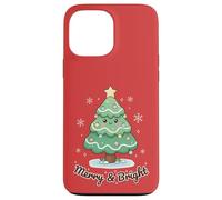 Merry & Bright - Árbol de Navidad Sonriente Kawaii Luces navideñas Carcasa para iPhone 13 Pro MAX