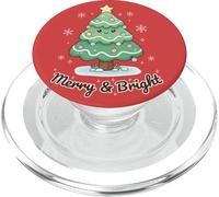 Merry & Bright - Árbol de Navidad Sonriente Kawaii Luces navideñas PopSockets PopGrip para MagSafe