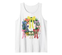 Merry & Bright Christmas Wreath Bow Coquette Holiday Camiseta sin Mangas