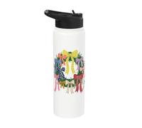 Merry & Bright Christmas Wreath Bow Coquette Holiday Stainless Steel Insulated Water Bottle