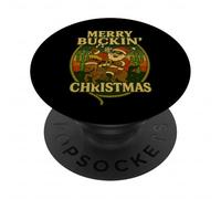 Merry Buckin' Funny Christmas Rodeo Cowboy Santa Riding PopSockets PopGrip Adhesivo