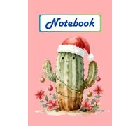 Merry Cactus Christmas Notebook: Festive succulent with Santa hat and holiday lights on light red cover