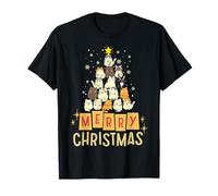 Merry Cat Christmas Funny Kittens Tree with Lamps Camiseta