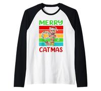 Merry Catmas British Shorthair Cat Christmas Kitty Xmas Camiseta Manga Raglan