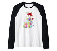 Merry Catmas Cat Christmas Tree Lights Xmas Kittens Lovers Camiseta Manga Raglan