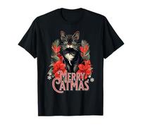 Merry Catmas Christmas Cat Mom Feline Lover Festivity Camiseta