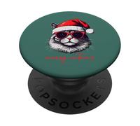 Merry Catmas Funny Christmas Cat Lover PopSockets PopGrip Adhesivo