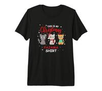 Merry Catmas Pijama Shirt Luces de Navidad Funny Holiday Cat Camiseta Premium