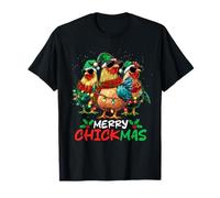 Merry Chickmas Chicken Lovers Christmas Lights Farmer Xmas Camiseta