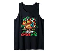 Merry Chickmas Chicken Lovers Christmas Lights Farmer Xmas Camiseta sin Mangas