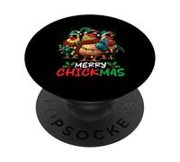 Merry Chickmas Chicken Lovers Christmas Lights Farmer Xmas PopSockets PopGrip Adhesivo