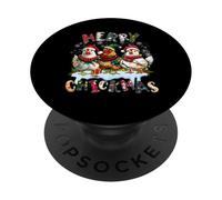 Merry Chickmas Chicken Lovers Christmas Lights Farmer Xmas PopSockets PopGrip Adhesivo