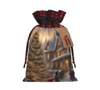 Merry Christmas - 1 bolsa de regalo de Navidad con cordón de 4.7 x 6.9 pulgadas, para regalar en fiestas de vacaciones