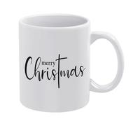 Merry Christmas-2 - Taza de café de cerámica blanca de 11 onzas, taza de té impresa de doble cara con mango ergonómico en C, vajilla de porcelana gruesa para hogar, oficina, cocina, regalos novedosos
