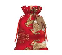 Merry Christmas 3 - Bolsa resistente con cordón, perfecta para regalos, viajes y uso diario con etiquetas de regalo Kraft