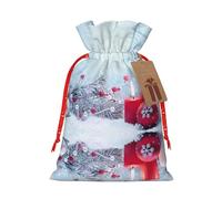 Merry Christmas 5 - Bolsa resistente con cordón, perfecta para regalos, viajes y uso diario con etiquetas de regalo Kraft