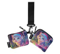 Merry Christmas Aesthetic American Shorthair Cat_26468_1 - Monederos para mujer, tarjeteros pequeños desmontables con bolsillo para monedas con cremallera para uso diario, 2 tarjeteros para mujer