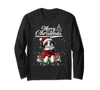 Merry Christmas Australian Shepherd Santa Dog Lovers Xmas Manga Larga