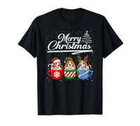 Merry Christmas Basset Hound Reindeer Elf Santa Dog Lover Camiseta