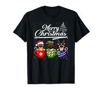 Merry Christmas Belgian Shepherd Reindeer Elf Santa Squad Camiseta