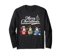 Merry Christmas Bernese Mountain Dog Reindeer Elf Santa Manga Larga